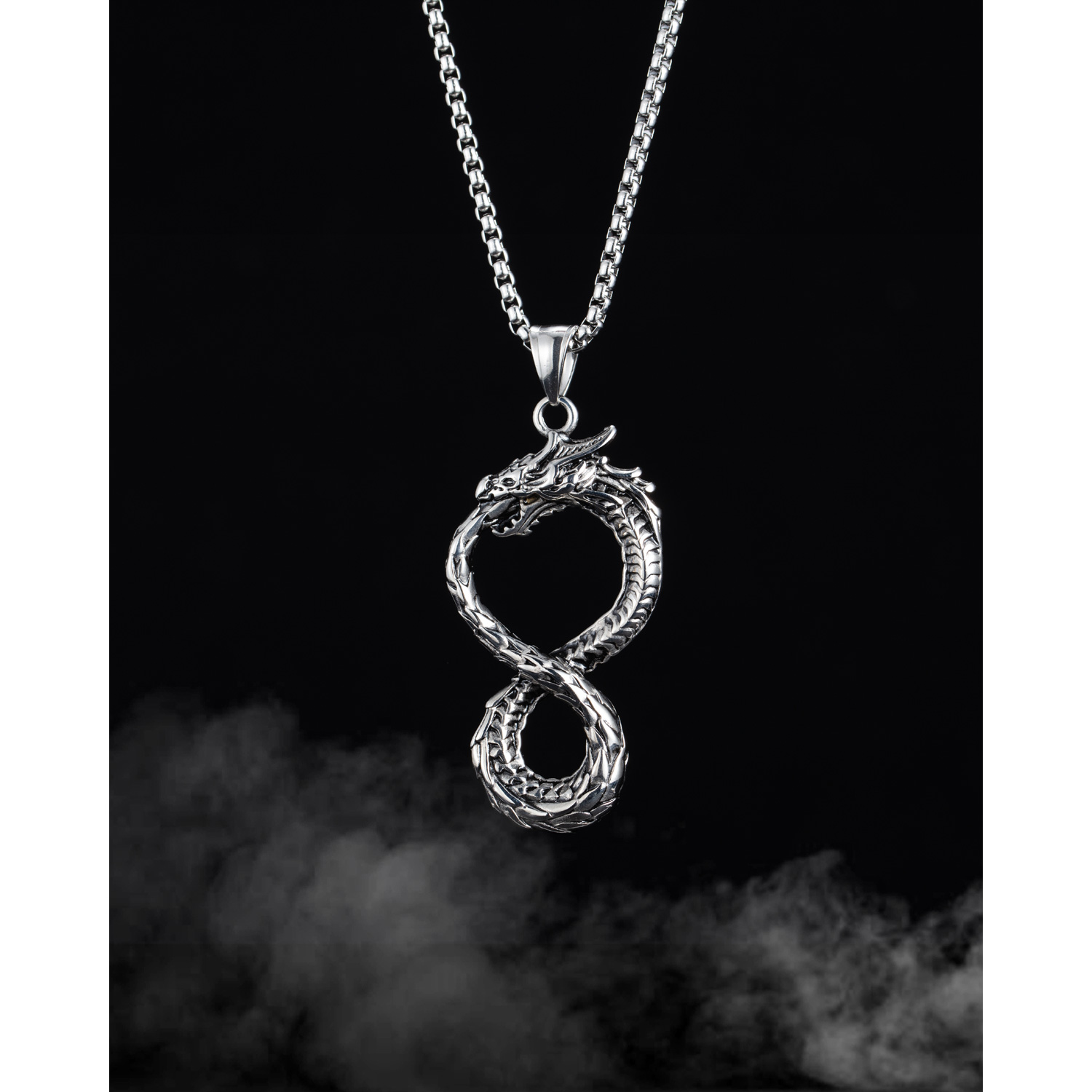 1 Piece Hip-hop Animal Dragon Stainless Steel Men's Necklace display picture 2