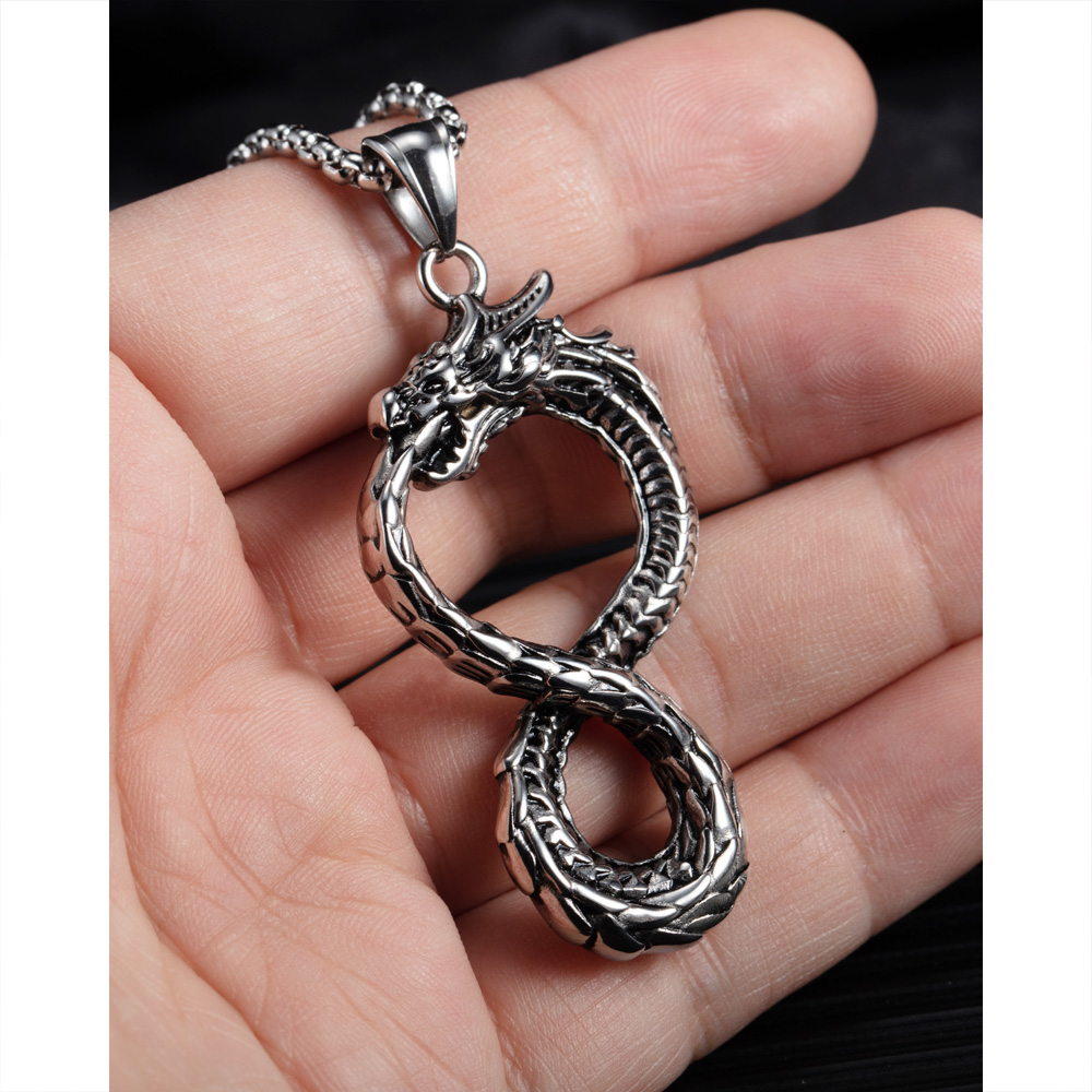 1 Piece Hip-hop Animal Dragon Stainless Steel Men's Necklace display picture 3