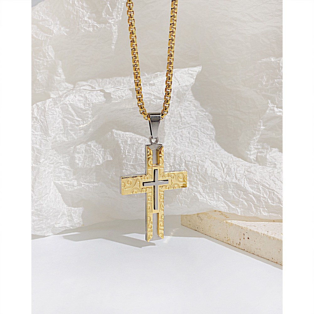 1 Piece Hip-hop Cross Stainless Steel Polishing Men's Necklace display picture 4
