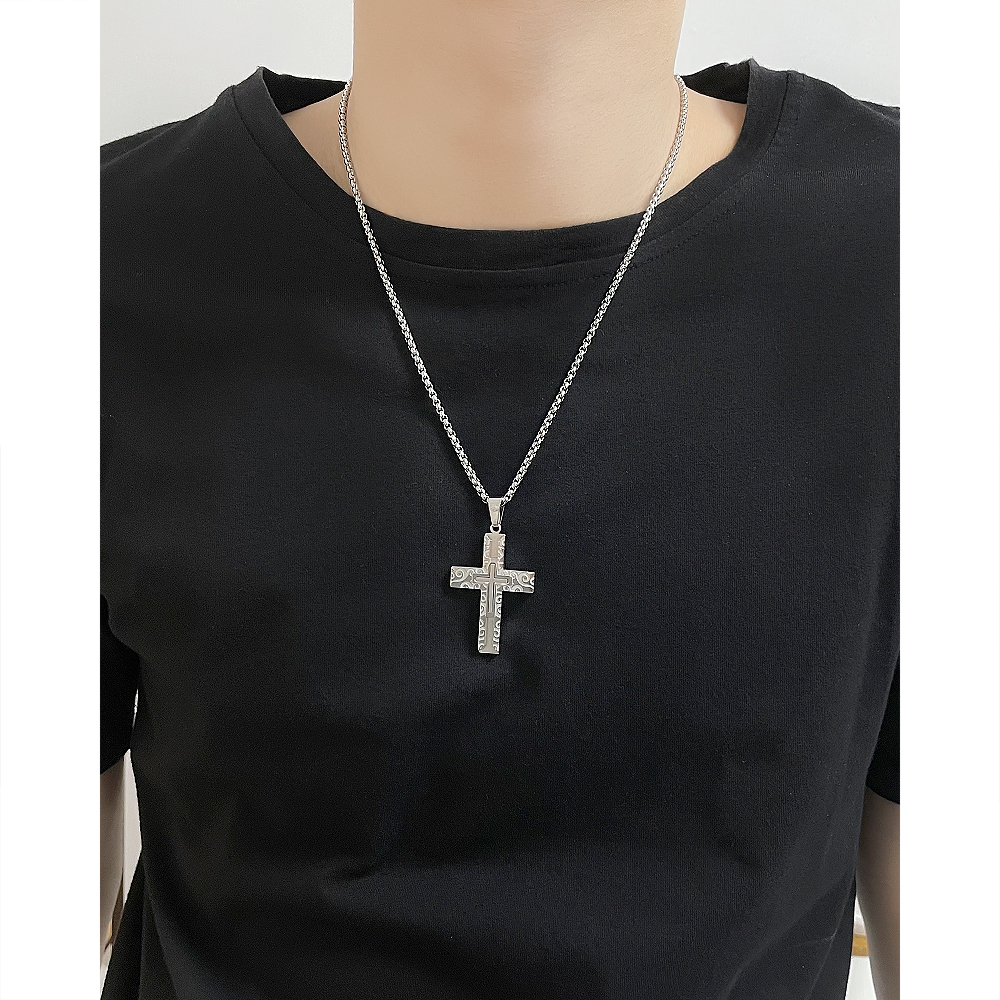 1 Piece Hip-hop Cross Stainless Steel Polishing Men's Necklace display picture 5
