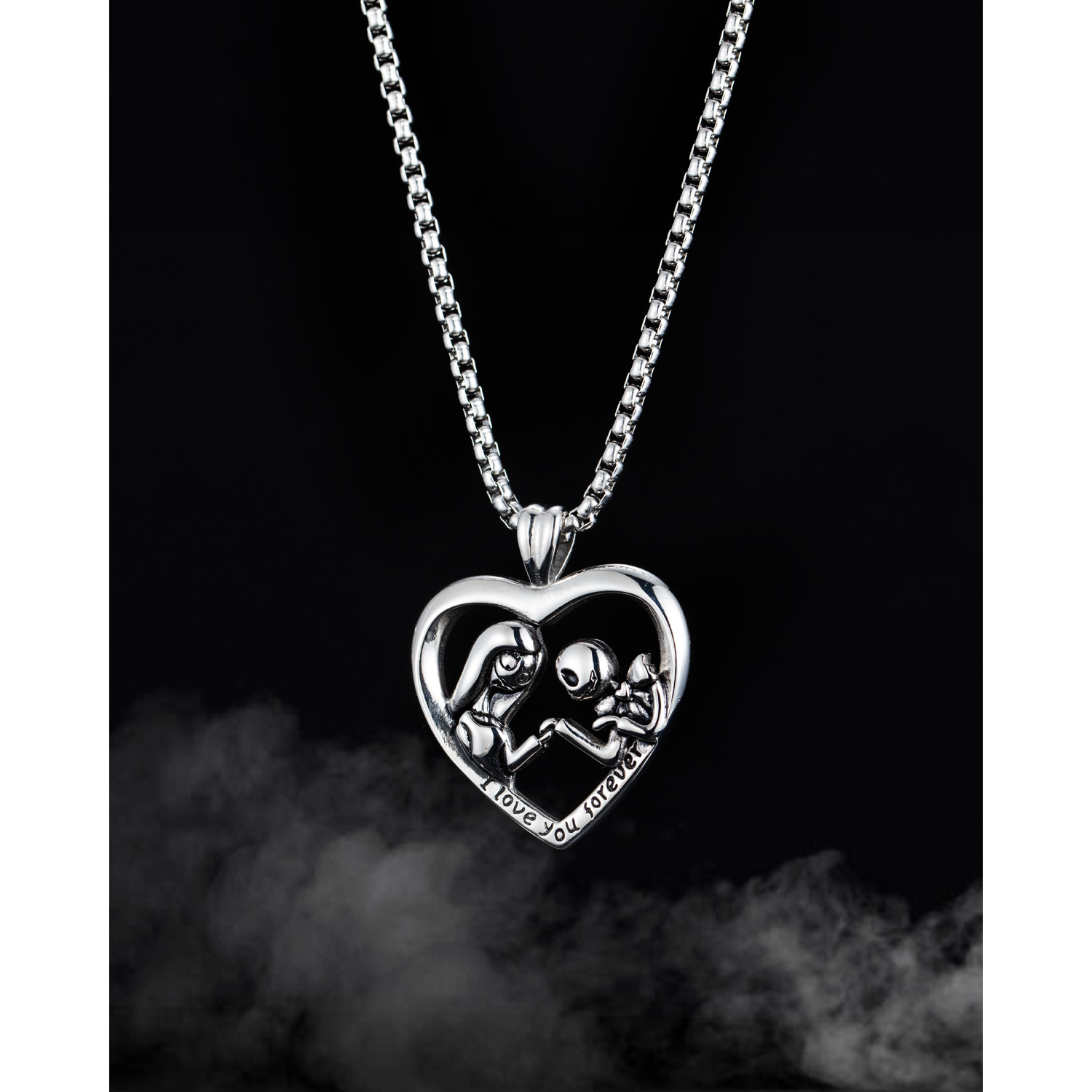 1 Piece Hip-hop Heart Shape Stainless Steel Polishing Halloween Valentine's Day Men's Necklace display picture 2