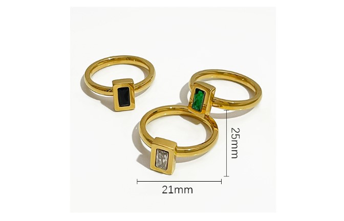 Retro Square Stainless Steel Inlay Zircon Rings display picture 6