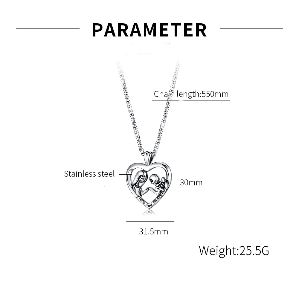 1 Piece Hip-hop Heart Shape Stainless Steel Polishing Halloween Valentine's Day Men's Necklace display picture 9
