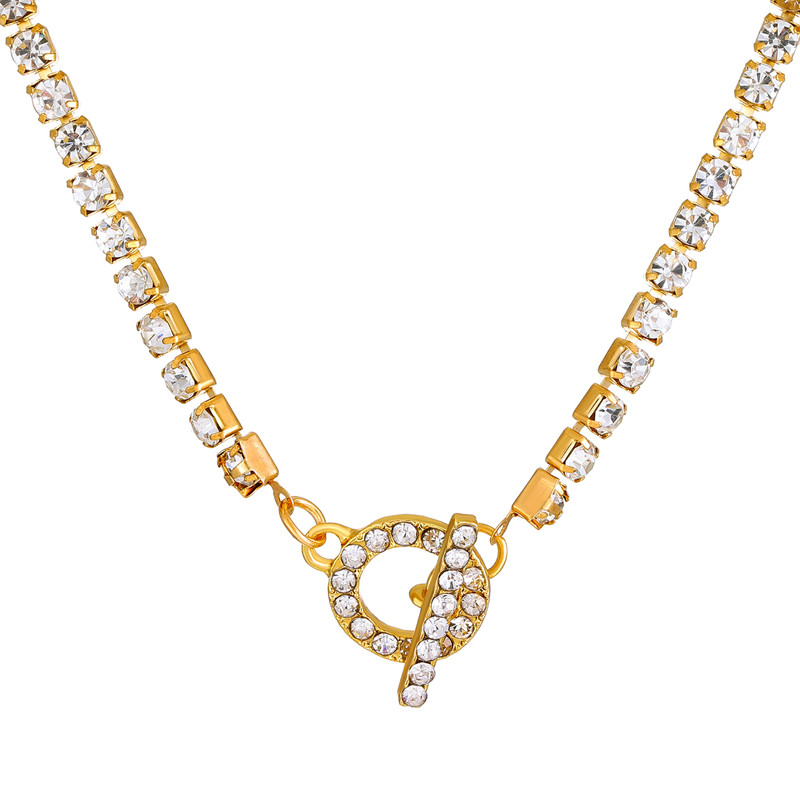 Moda Cruzar Forma De Corazón Corona Cobre Enchapado Diamantes De Imitación Artificiales Circón Collar display picture 5