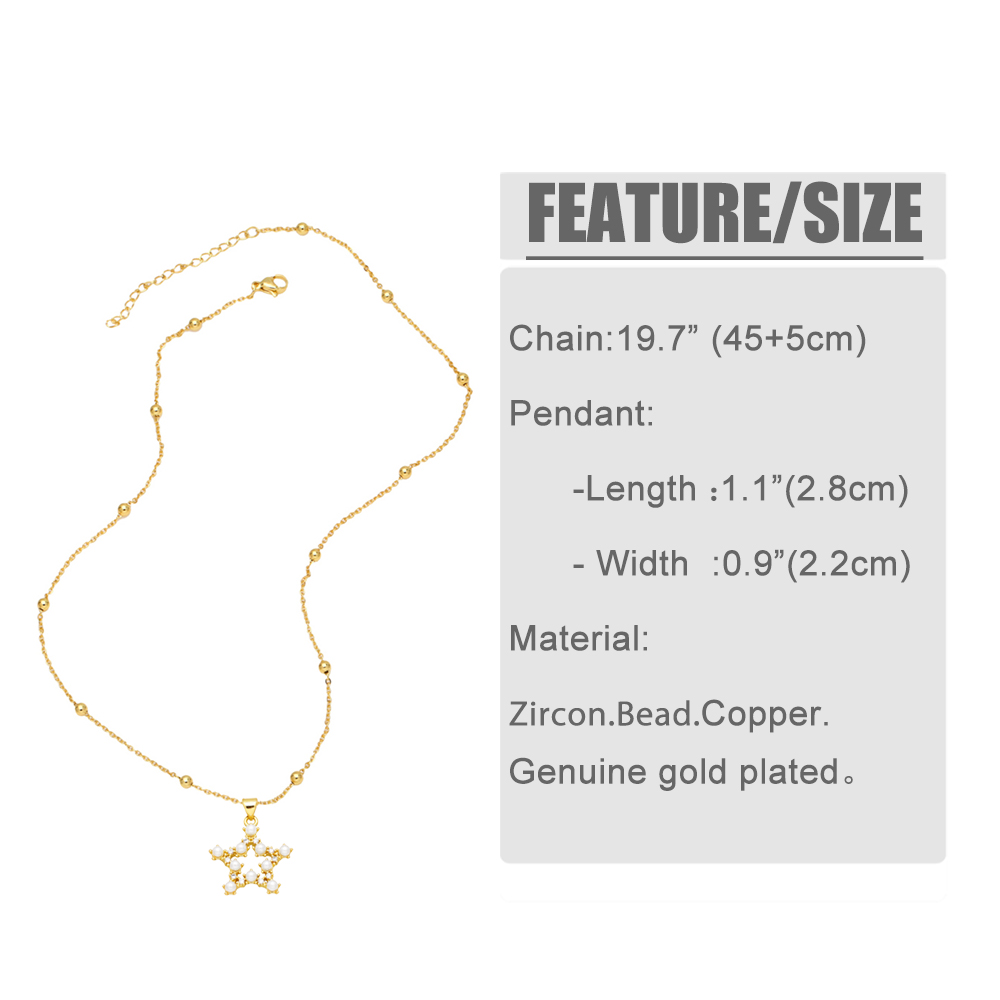 Simple Style Star Moon Rectangle Copper Plating Hollow Out Artificial Pearls Zircon Pendant Necklace 1 Piece display picture 1