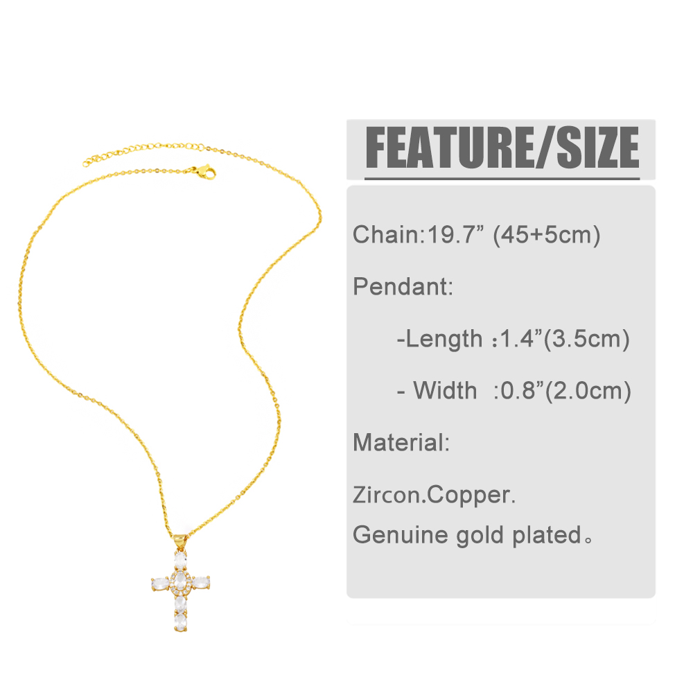 Fashion Cross Copper Plating Artificial Pearls Zircon Pendant Necklace 1 Piece display picture 1