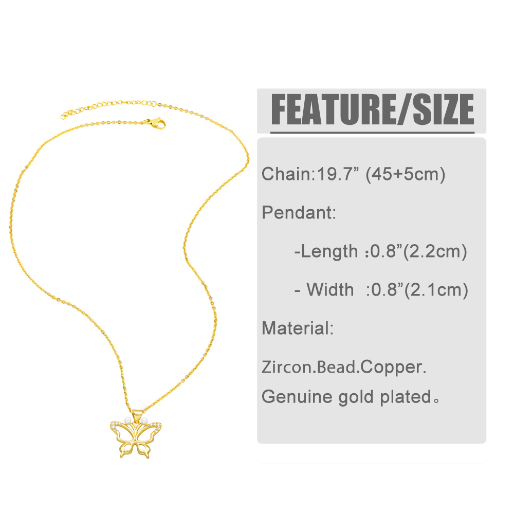 Simple Style Dragonfly Butterfly Copper Plating Hollow Out Artificial Pearls Zircon Pendant Necklace 1 Piece display picture 1