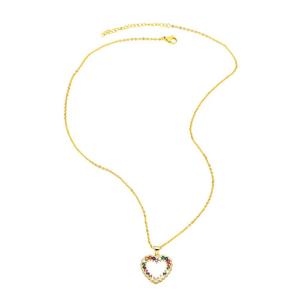 Einfacher Stil Herzform Sperren Kupfer Überzug Künstliche Perlen Zirkon Halskette Mit Anhänger 1 Stück display picture 6