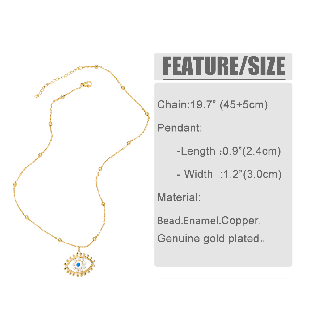 Mode Teufels Auge Kupfer Überzug Künstliche Perlen Zirkon Halskette Mit Anhänger 1 Stück display picture 1