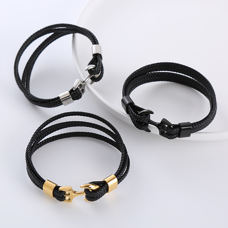 Casual Anchor Stainless Steel Plating Braid 18k Gold Plated Bracelets display picture 5