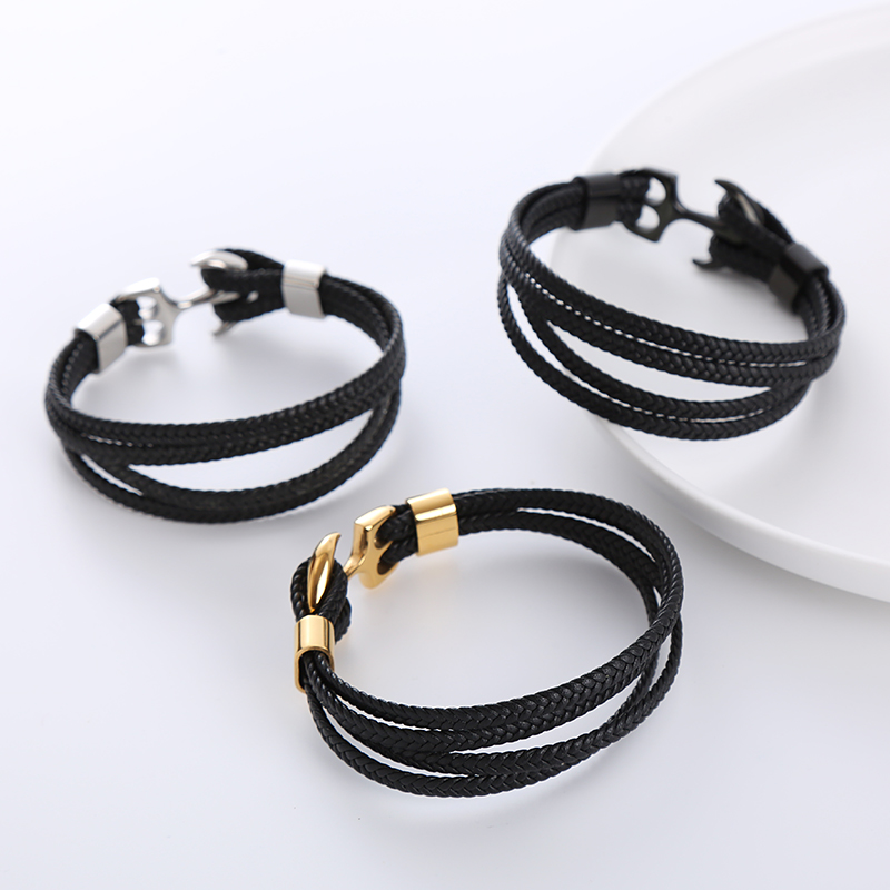Casual Anchor Stainless Steel Plating Braid 18k Gold Plated Bracelets display picture 6