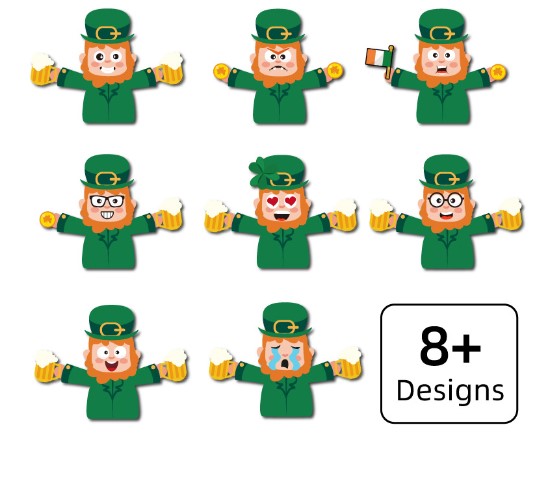 2022 New Children's Cartoon Irish Festival Lucky Elf Stickers St. Patrick Clover Expression Stickers display picture 1