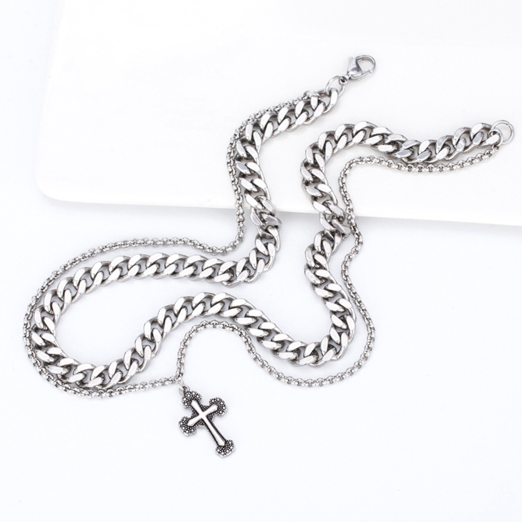 1 Piece Simple Style Solid Color Stainless Steel Chain Men's Pendant Necklace display picture 1