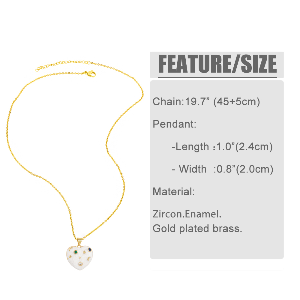 Fashion Star Moon Copper Enamel Zircon Pendant Necklace 1 Piece display picture 1
