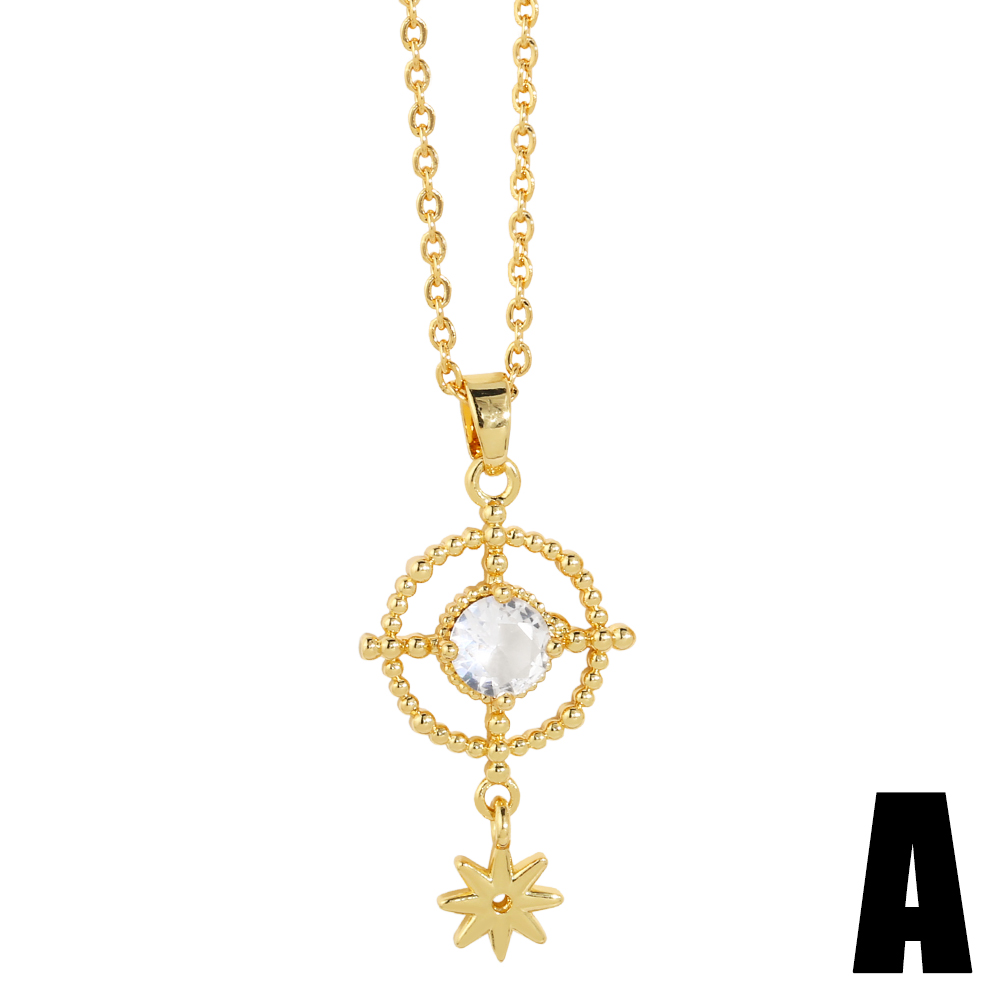 Style Simple Feuille Star Le Cuivre Placage Zircon Pendentif 1 Pièce display picture 4