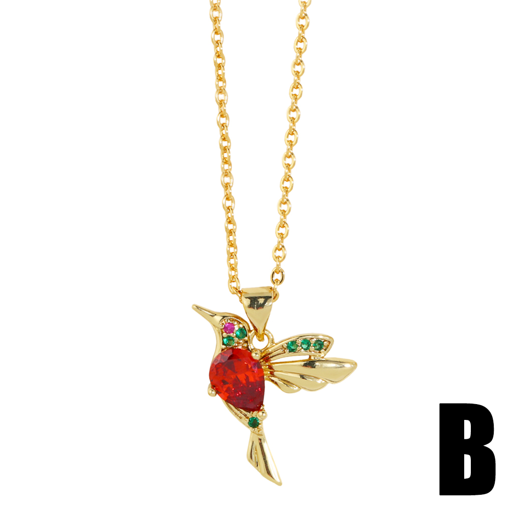 Simple Style Bird Copper Plating Zircon Pendant Necklace 1 Piece display picture 3