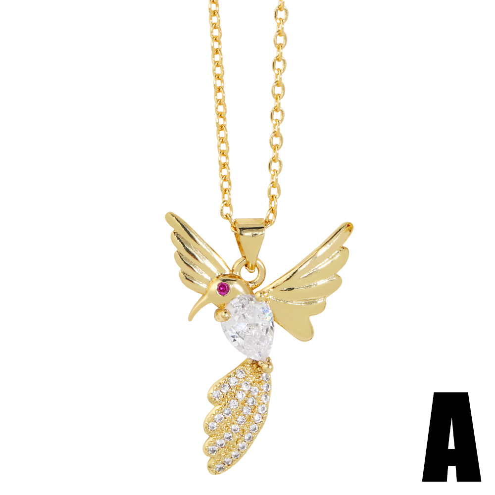 Simple Style Bird Copper Plating Zircon Pendant Necklace 1 Piece display picture 5