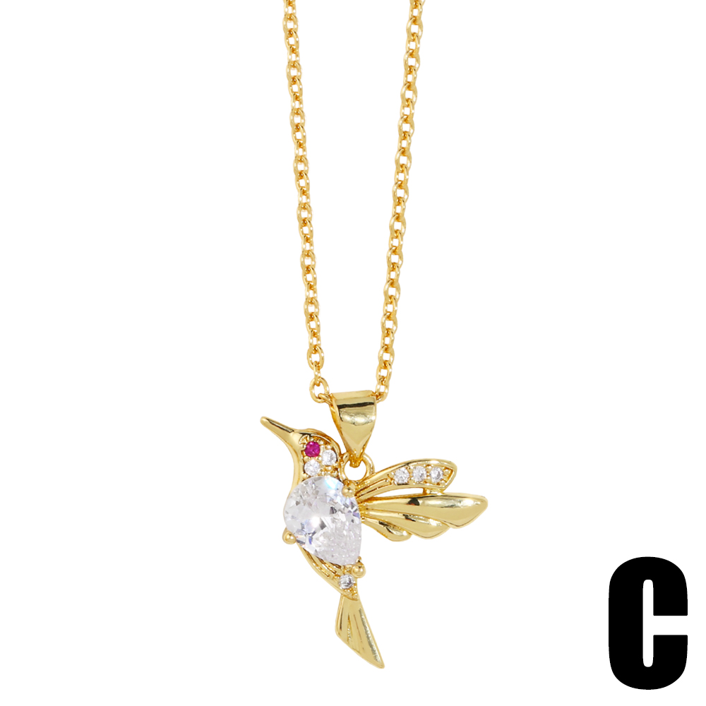 Simple Style Bird Copper Plating Zircon Pendant Necklace 1 Piece display picture 4