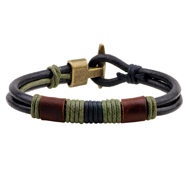Casual Color Block Leather Rope Braid Men's Bracelets display picture 1