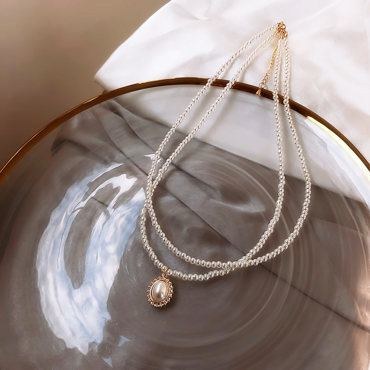 1 Jeu Élégant Géométrique Alliage Perlé Perles Artificielles Femmes Collier En Couches display picture 4