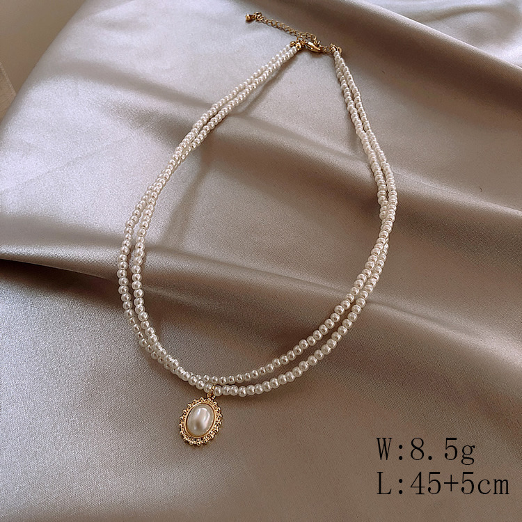 1 Set Elegant Geometric Alloy Beaded Artificial Pearls Women's Layered Necklaces display picture 7
