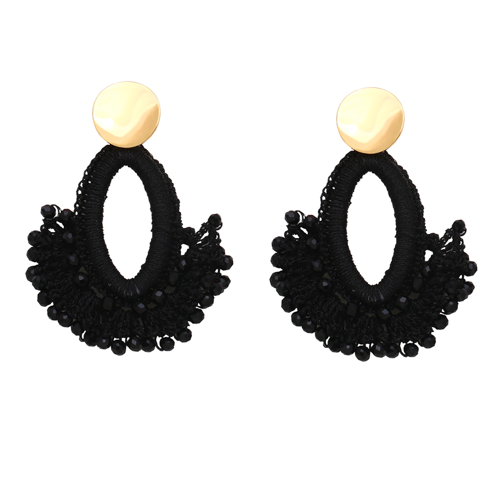 1 Paar Ethnischer Stil Sektor Perlen Flechten Harz Vergoldet Kronleuchter Ohrringe display picture 5