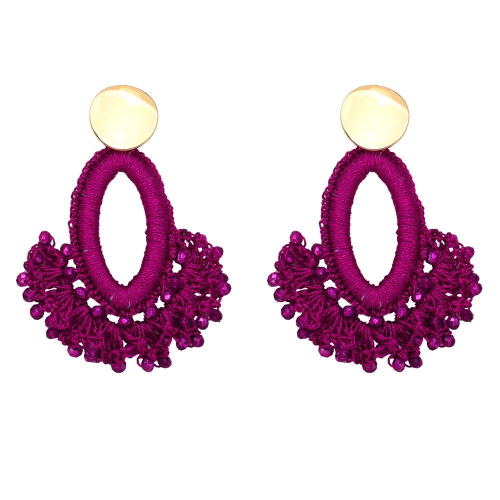 1 Paar Ethnischer Stil Sektor Perlen Flechten Harz Vergoldet Kronleuchter Ohrringe display picture 4