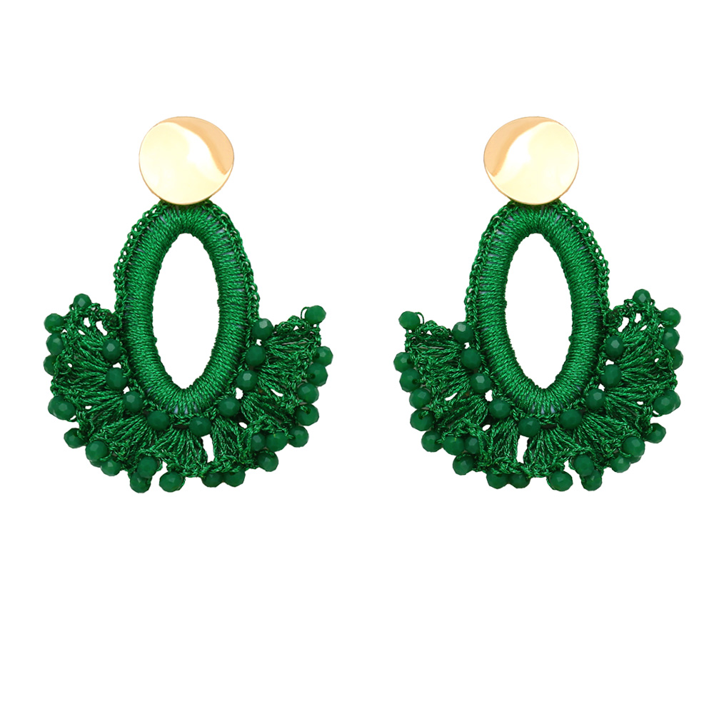 1 Paar Ethnischer Stil Sektor Perlen Flechten Harz Vergoldet Kronleuchter Ohrringe display picture 9