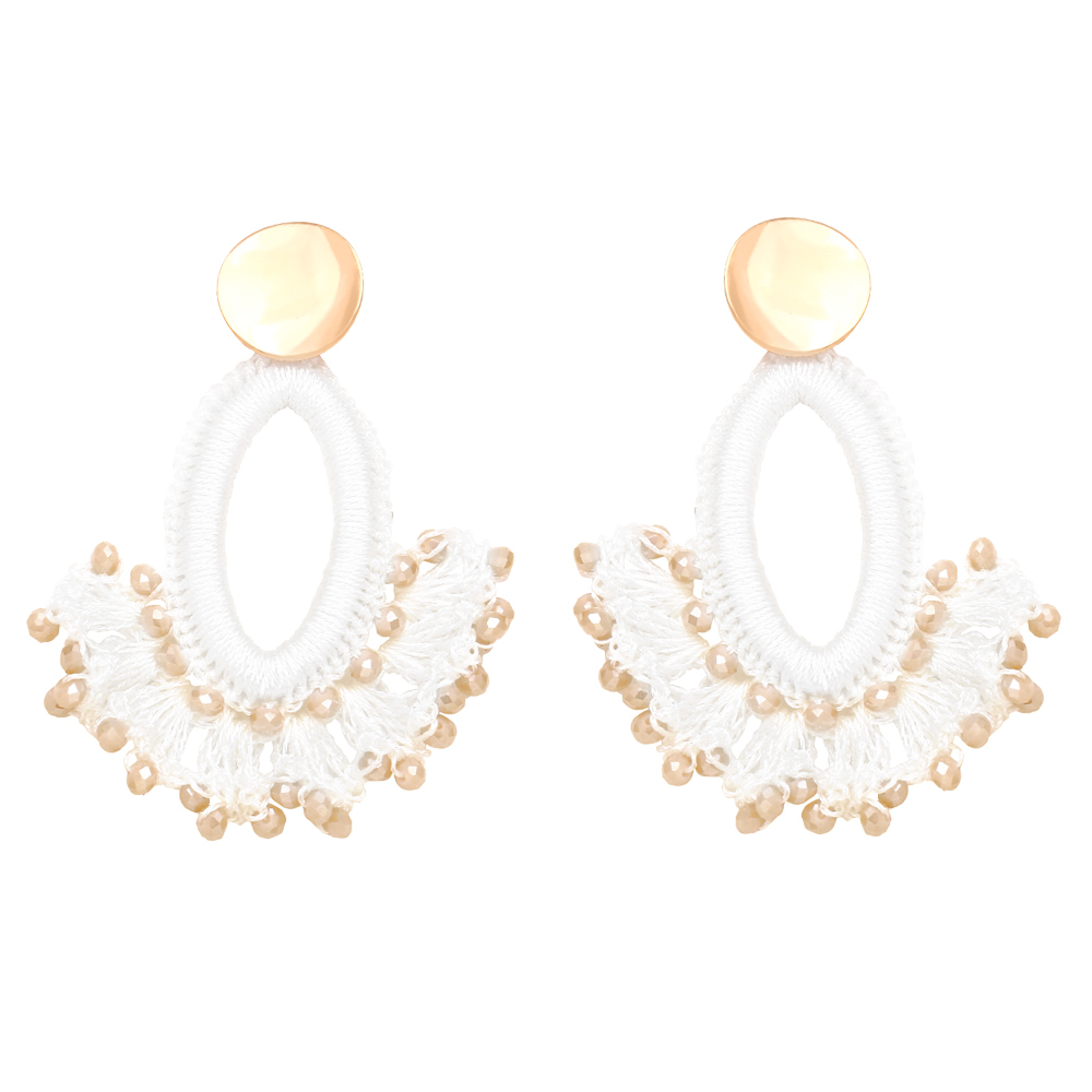 1 Paar Ethnischer Stil Sektor Perlen Flechten Harz Vergoldet Kronleuchter Ohrringe display picture 8