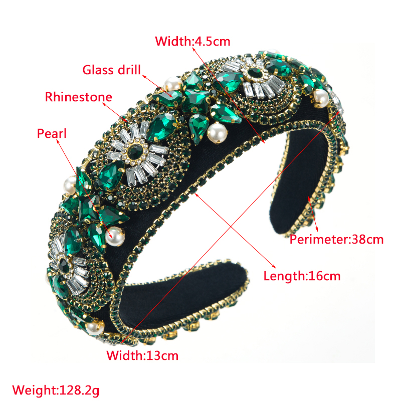 Classic Style Geometric Flower Flannel Inlay Rhinestones Hair Band 1 Piece display picture 1