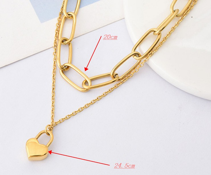 304 Stainless Steel 18K Gold Plated Hip-Hop Inlaid Gold Heart Necklace display picture 5