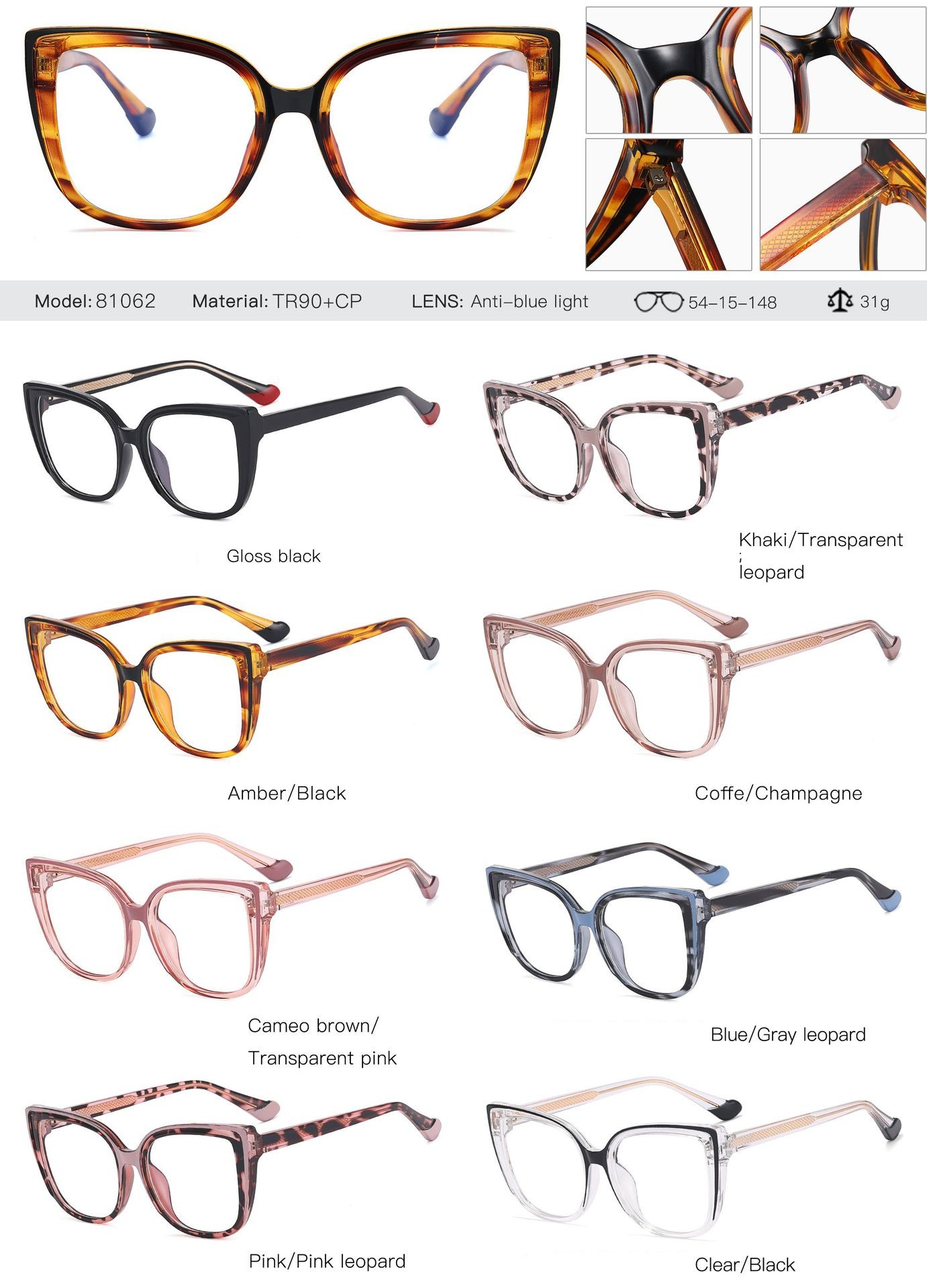 Retro Leopard Pc Round Frame Patchwork Full Frame Optical Glasses display picture 5