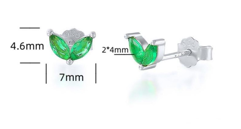 Fashion Leaf Sterling Silver Plating Inlay Artificial Diamond Ear Studs 1 Pair display picture 6