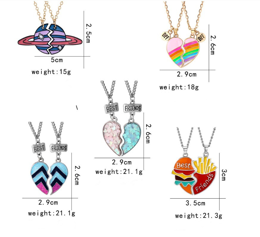 2 Pieces Fashion Heart Shape Alloy Enamel Couple Pendant Necklace display picture 6