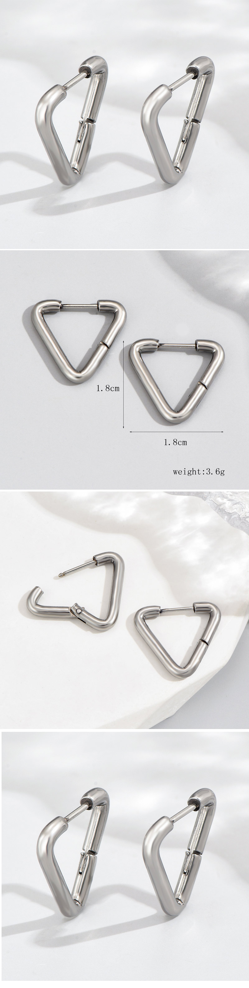 1 Pair Hip-hop Triangle Stainless Steel Men's Earrings display picture 1