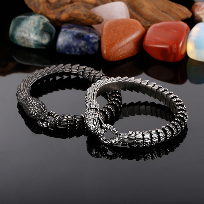 Rétro Serpent Acier Au Titane Bracelets 1 Pièce display picture 1