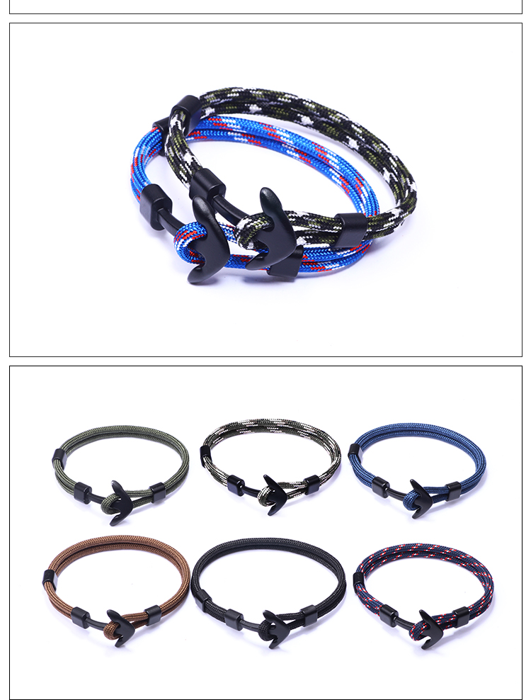 Fashion Rudder Anchor Alloy Polyester Patchwork Alloy Unisex Bracelets display picture 1