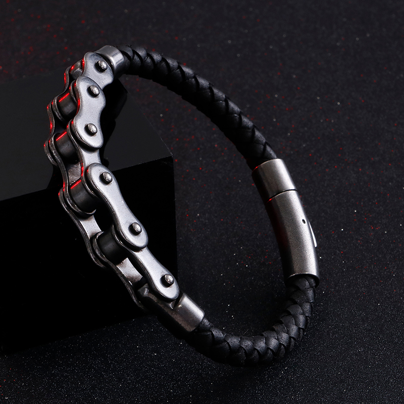 Hip Hop Géométrique Acier Inoxydable Cuir Tresser Hommes Bracelets display picture 6