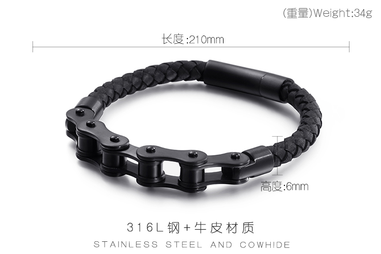 Hip Hop Géométrique Acier Inoxydable Cuir Tresser Hommes Bracelets display picture 9