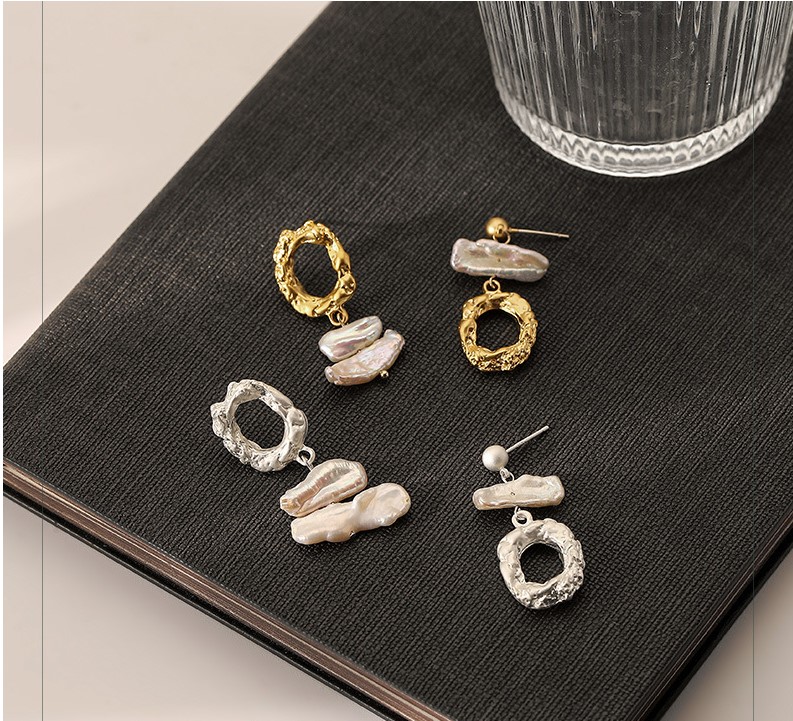 Fashion Irregular Pearl Asymmetrical Pearl Plating Drop Earrings 1 Pair display picture 3
