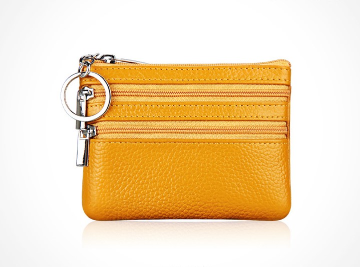 Unisex Solid Color Leather Zipper Coin Purses display picture 2