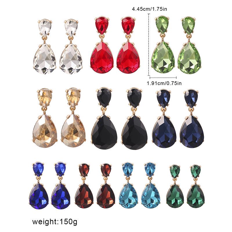 1 Pair Fashion Water Droplets Plating Glass Drop Earrings display picture 1