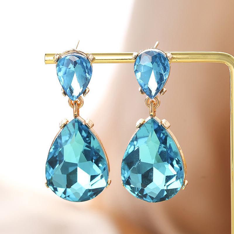1 Pair Fashion Water Droplets Plating Glass Drop Earrings display picture 8