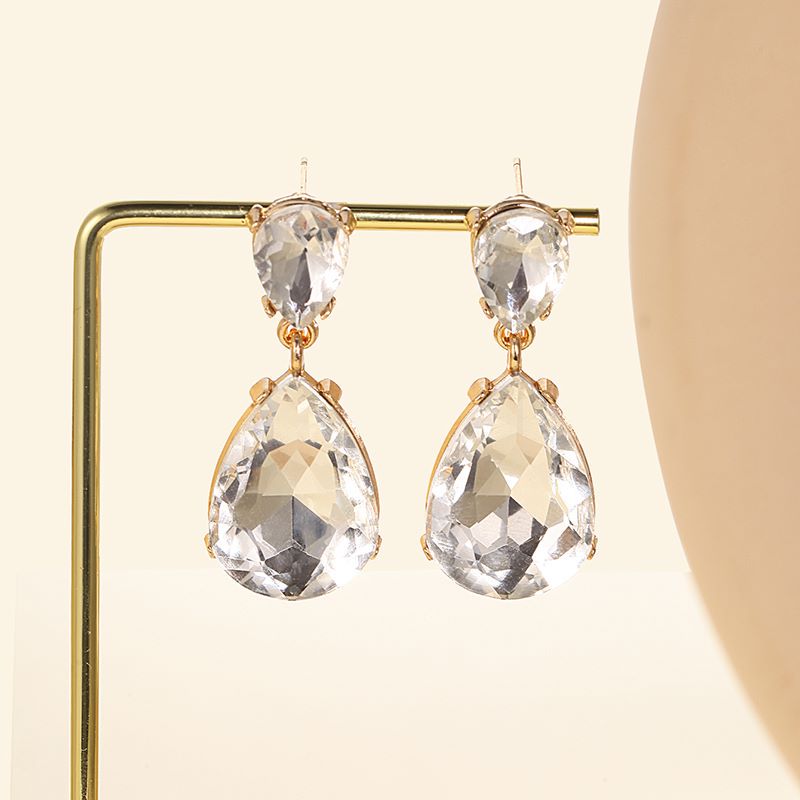 1 Pair Fashion Water Droplets Plating Glass Drop Earrings display picture 9