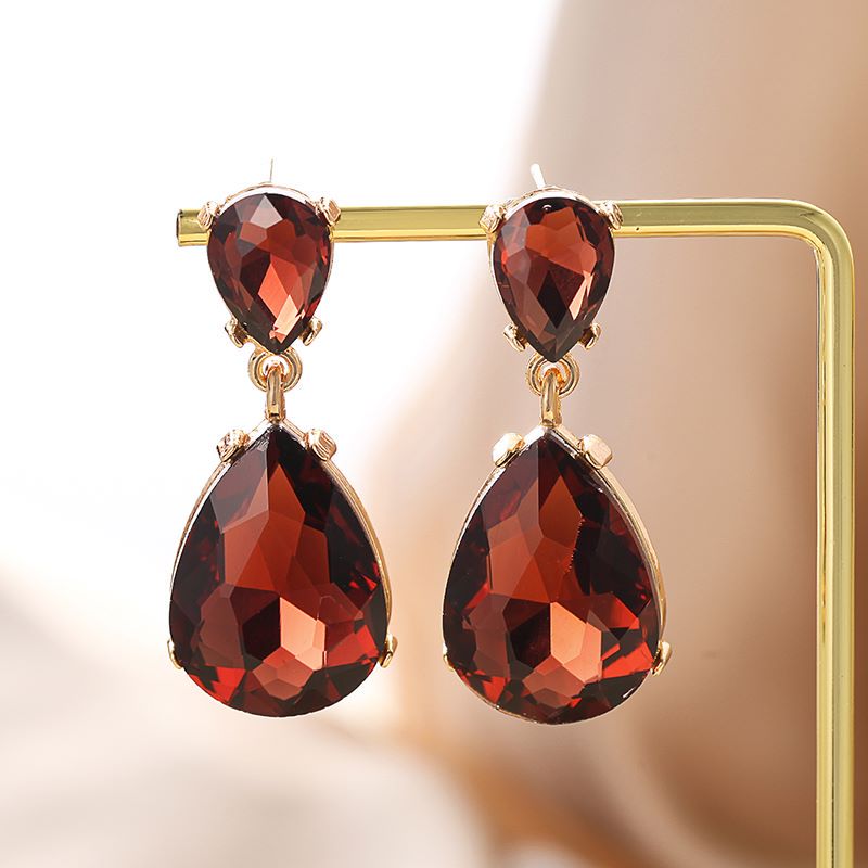 1 Pair Fashion Water Droplets Plating Glass Drop Earrings display picture 6