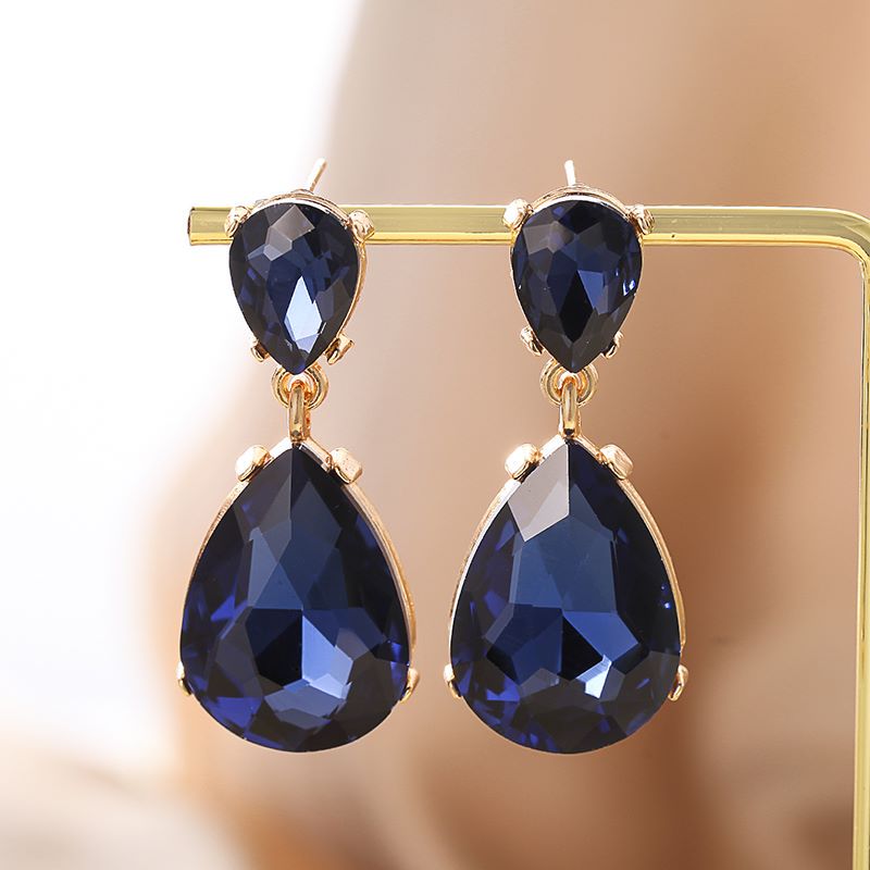 1 Pair Fashion Water Droplets Plating Glass Drop Earrings display picture 3