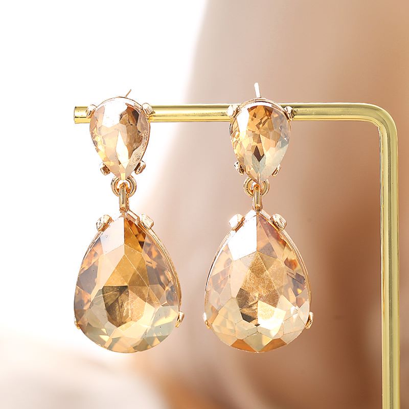 1 Pair Fashion Water Droplets Plating Glass Drop Earrings display picture 11