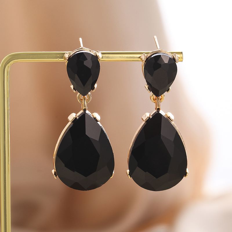 1 Pair Fashion Water Droplets Plating Glass Drop Earrings display picture 7