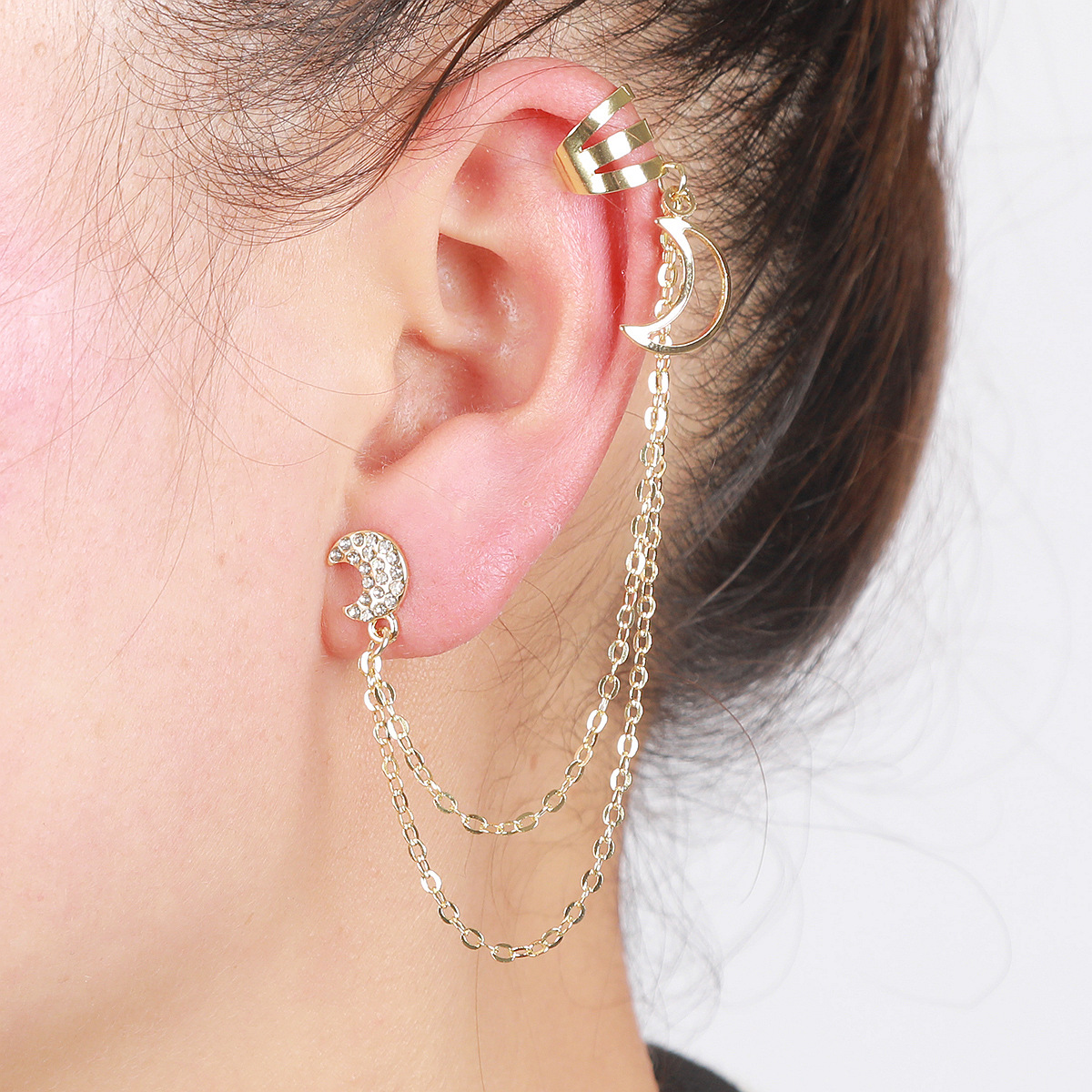 1 Piece Fashion Star Moon Heart Shape Alloy Plating Inlay Zircon Women's Ear Clips display picture 3