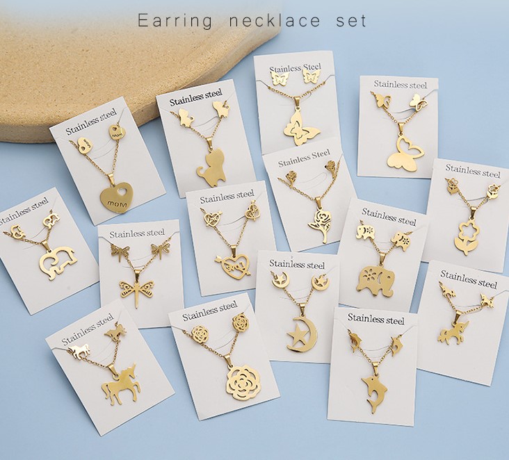 1 Piece Simple Style Star Cat Butterfly Stainless Steel Women's Jewelry Set display picture 2